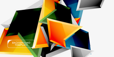 Minimal geometrical triangles with 3d effect abstract background template