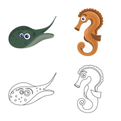 Vector illustration of sea and animal icon. Collection of sea and marine stock vector illustration.