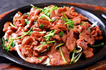 chicken with rice and vegetables in pan