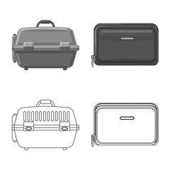 Vector illustration of suitcase and baggage icon. Set of suitcase and journey stock vector illustration.