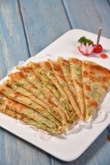 pancakes with salmon and sour cream
