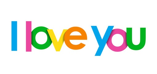 I LOVE YOU colorful typography banner