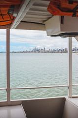 View from a ride of catamaran to the sea and the city of Joao Pessoa PB - Brazil. Praia do Bessa.