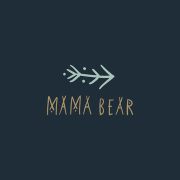 Mama bear nursery vector image, baby art, nursery design