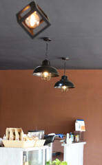 interior hanging lamps in cafe
