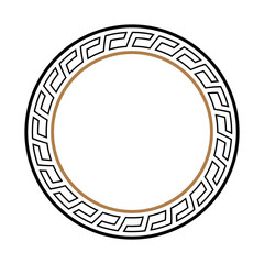 Greek key round frame. Typical egyptian, assyrian and greek motives circle border.