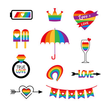 LGBT icon vector set pride flag  rainbow