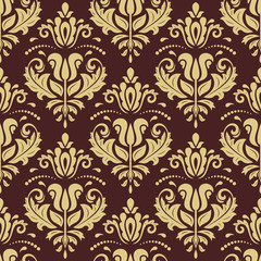 Orient classic pattern. Seamless abstract background with vintage elements. Orient brown and golden background