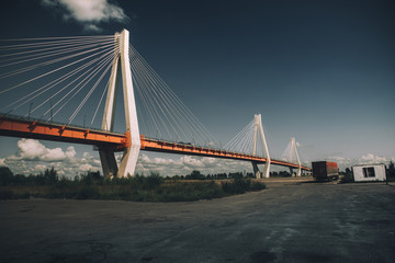 Fototapeta na wymiar Bridge between the Oka River