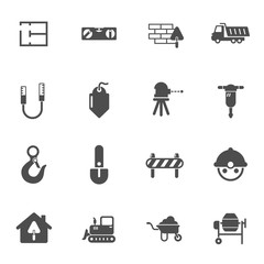 building construction vector icons set. work tools for construction and home repair icons for web, mobile and user interface design isolated on white background