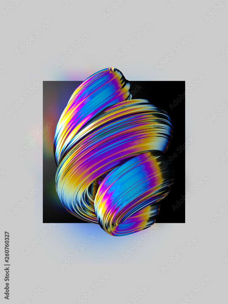 Aufkleber colorful twisted abstract element on black background. layout design template