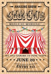 Bit top circus tent, vintage funfair show © Vector Tradition