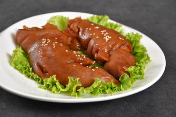grilled sausage with tomato sauce and vegetables