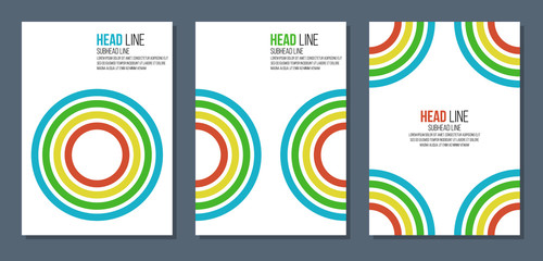 covers with flat concentric 4 color circles, vector illustration