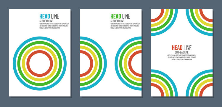 Covers With Flat Concentric 4 Color Circles, Vector Illustration