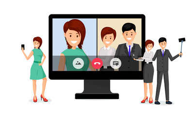 Remote job interview vector illustration