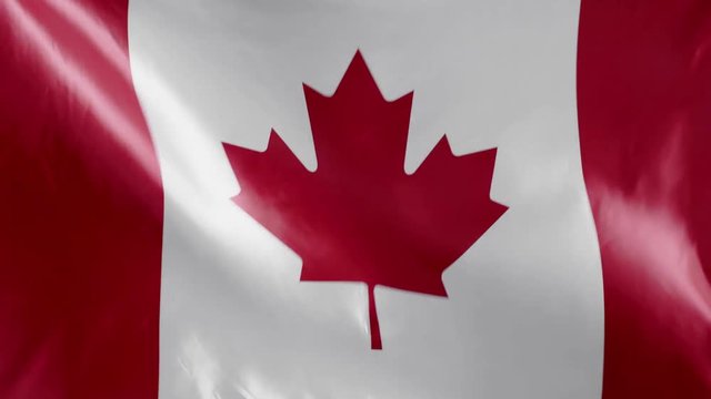top view of waving national canadian flag with copy space
