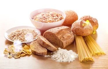 Bread pasta rice wheat flour isolated loaf of bread