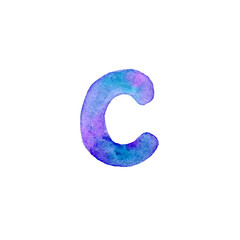 Watercolor letter C.Creative typography. Isolated design element in raster format.