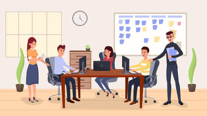 Team management, coworking vector illustration