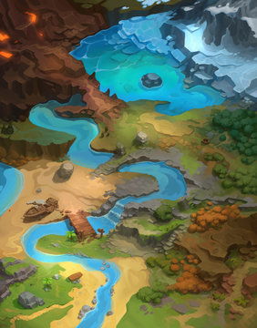 Big Game Level Map, Board Game Digital Concept Art Realistic Background