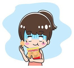 Obraz premium Women who can not stop snacking