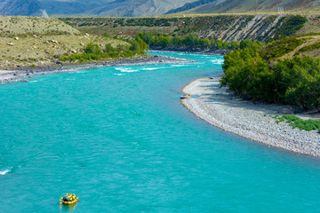 Rafting on the Katun river in the Altai mountains