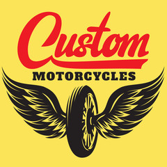 Vector template on motorcycle theme with calligraphic inscription