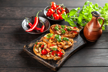 Traditional Italian bruschettas