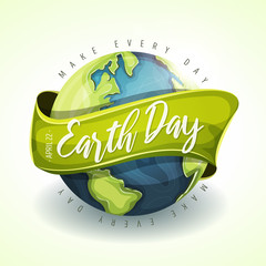 Happy Earth Day Holiday Banner/ Illustration of a happy earth day banner, for environment safety celebration