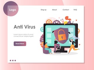 Naklejka premium Anti Virus vector website landing page design template