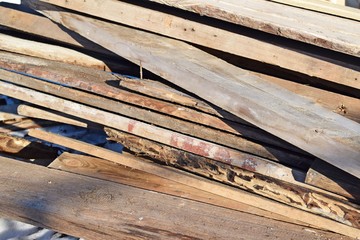 Old boards with rusty nails.Wood texture.