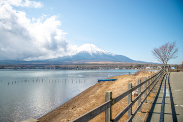 Mt.Fuji and Lake Yamanakako.Is Lake Yamanakako, Yamanashi prefecture Japan