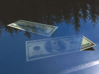 sinking currency 3d rendering