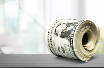 Stack of money on  isolated background