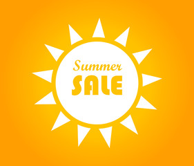 Summer sale banner with white sun shape.