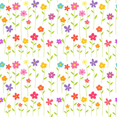 Colorful flowers seamless pattern background.
