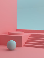 Podium in abstract pink composition, template for your product. Modern cover design.