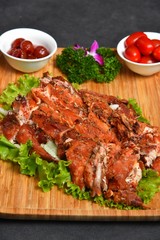 grilled meat with vegetables