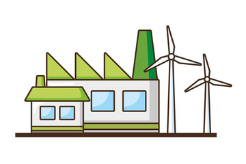 factory building house wind turbines