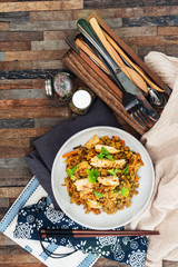 Chinese rice with vegetables and chicken