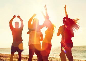Group of happy friends having fun together