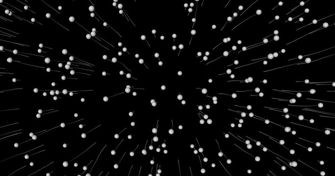 An abstract animation of spheres and particle trails.