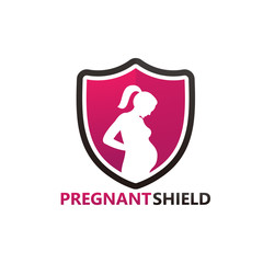 Pregnant Shield Logo Template Design Vector, Emblem, Design Concept, Creative Symbol, Icon