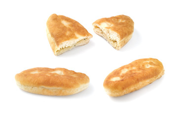 Homemade fried pastry. Pirozhki isolated on white