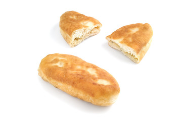 Fried pies on white background. Pirozhki isolated on white background