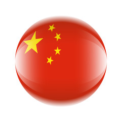 China flag icon in the form of a ball. Vector eps 10