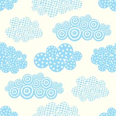 Rolgordijnen Cute hand drawn seamless pattern with decorative clouds.Vector illustration © vyazovskaya