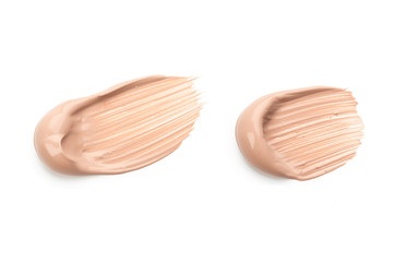 Liquid Foundation Smudge On White Background.