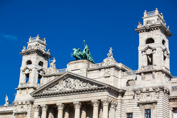 Facade of the beautiful building of the Ethnographic Museum in Budapest